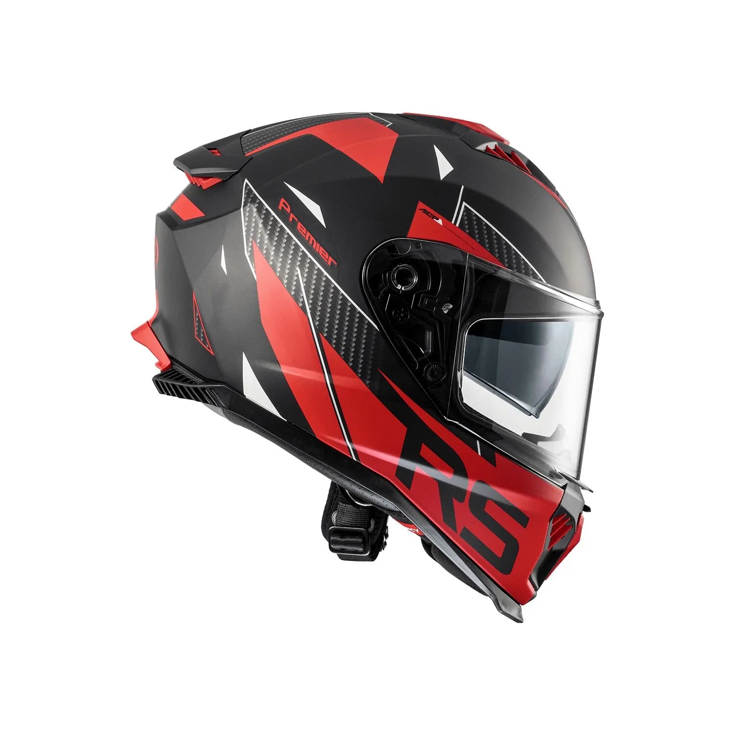 Premier Helmets Typhoon Fullface Hjelm Mat Sort Rød