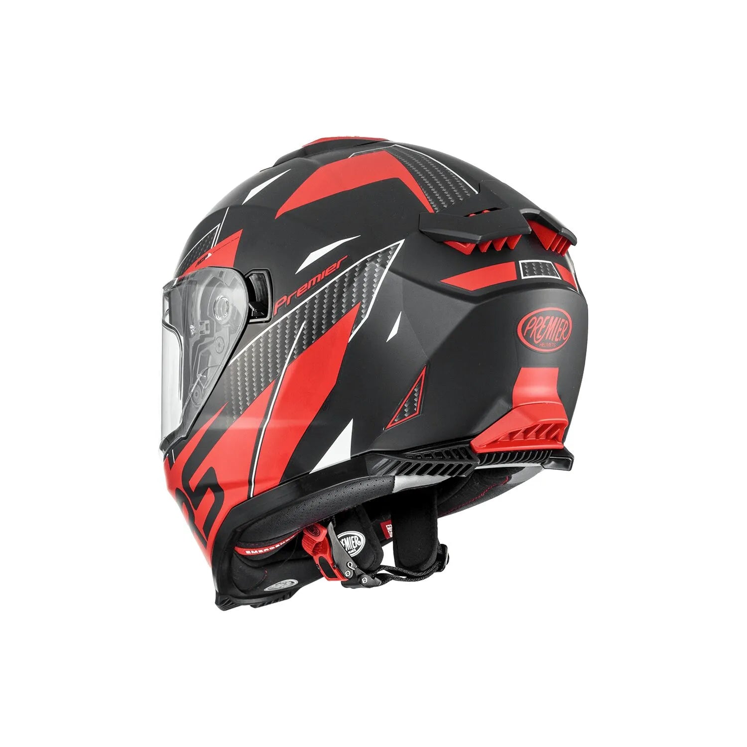 Premier Helmets Typhoon Fullface Hjelm Mat Sort Rød