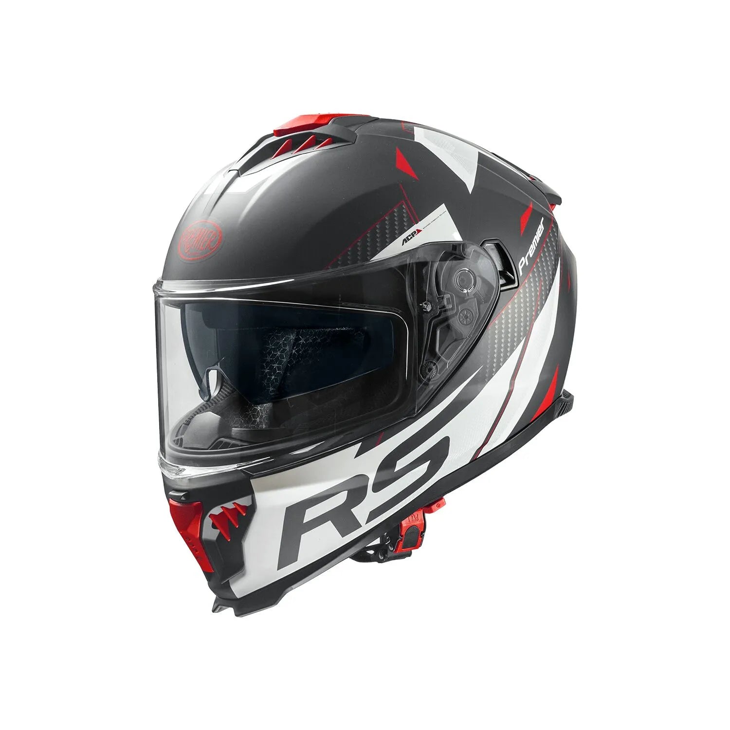 Premier Helmets Typhoon Hjelm Mat Grå Rød Hvid