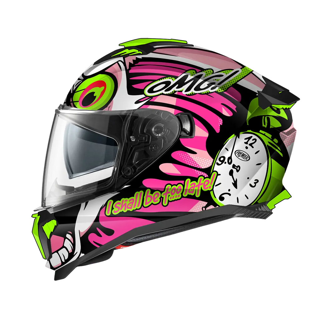 Premier Helmets Typhoon Fullfacehjelm Pink Grøn Hvid
