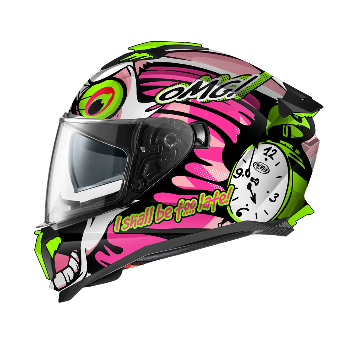 Premier Helmets Typhoon Fullfacehjelm Pink Grøn Hvid