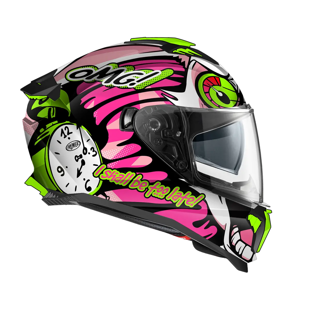 Premier Helmets Typhoon Fullfacehjelm Pink Grøn Hvid