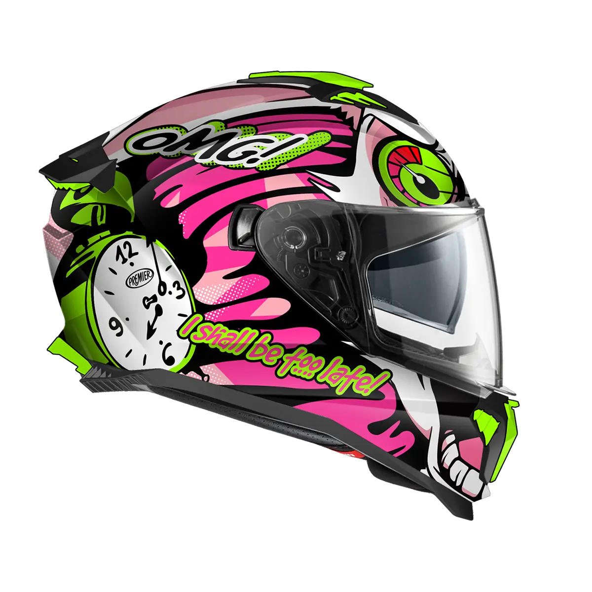 Premier Helmets Typhoon Fullfacehjelm Pink Grøn Hvid