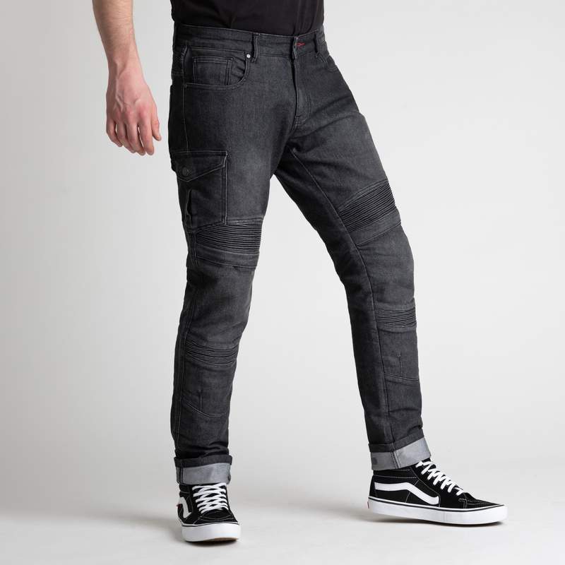 Drik indad Medicin Broger Ohio MC Jeans i Washed Black. Lækre kevlar bukser til MC. kr.  1.399,00