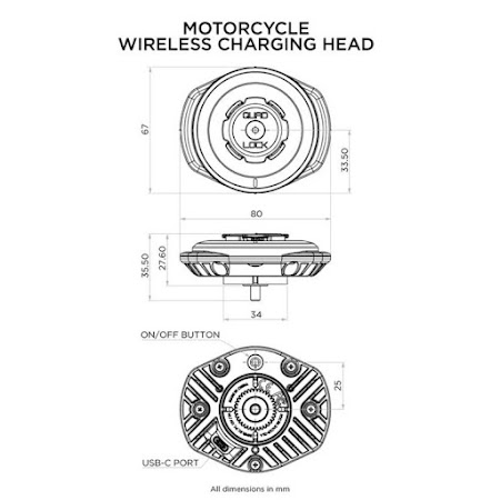 Quad Lock Trådløs USB oplader Motorcykler